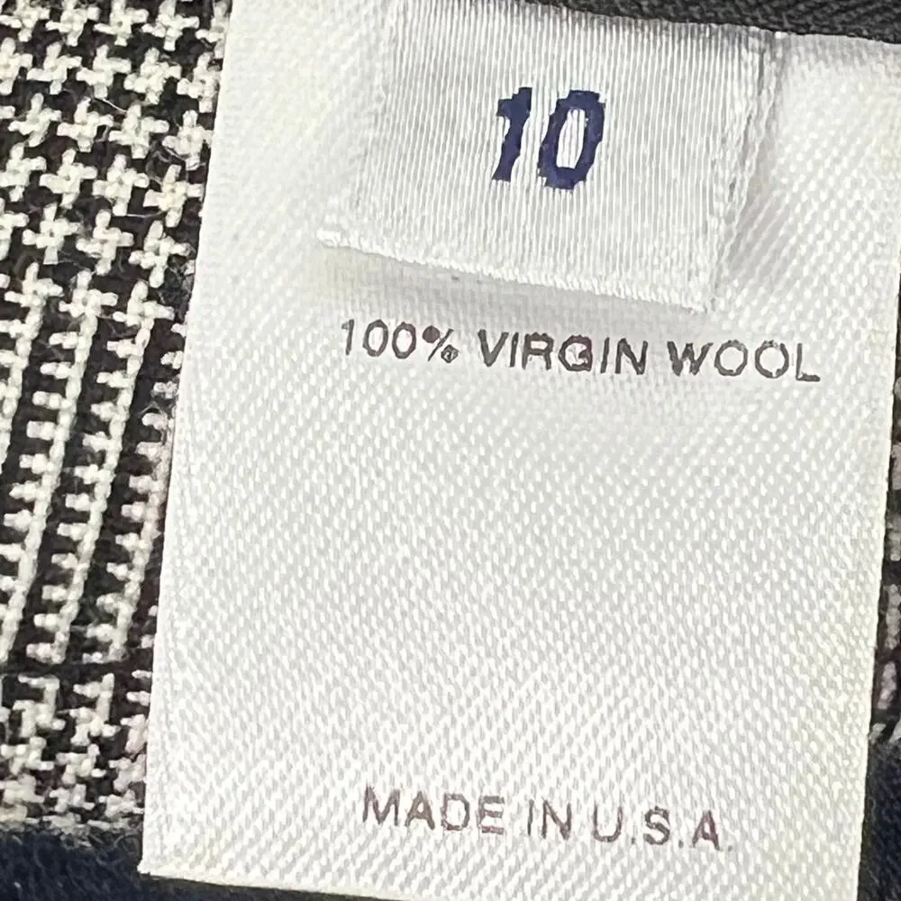PENDLETON 100% Virgin Wool Plaid Houndstooth Pleated Skirt 10 Petite  SchoolGirl